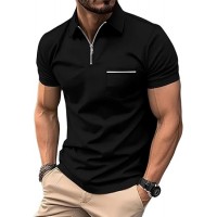 Casual zip neck lapel short sleeves HF0616-01-01