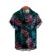 Palm Tree Leaves Hawaiian Vacation Casual Short Sleeve Shirt