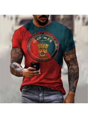 Summer new fashion trend sweatshirt men's casual t-shirt 3d printed t-shirt men's short-sleeved round neck top HF1401-02-01