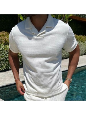 Men's white short sleeve polo shirt HE1402-02-04