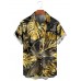 Men's Hawaiian Gold Tropical Plant Short Sleeve Shirt