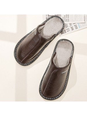 Men Thick  sole Plush Lining Waterproof Slip Resistant Home Winter Slipers