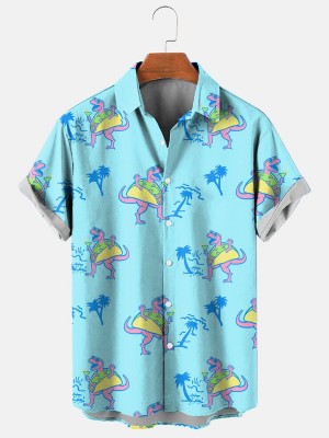 Men's Hawaiian Vacation Dinosaur Short Sleeve Shirt