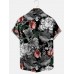 Retro Peony Flower Hawaiian Resort Style Casual Short Sleeve Shirt