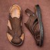 Men Closed Toe Cowhide Leather Slip On Outdoor Casual Slipper Sandals